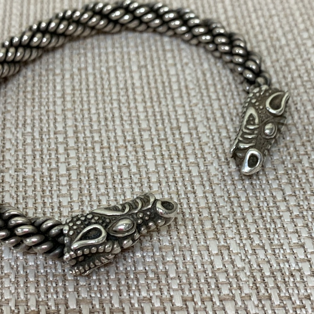 DRAGON BRACELET Celtic Torc Light Braid Sterling Silver The Vikings - Picture 3 of 5